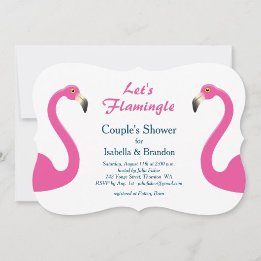 Pink Flamingo Couple's Dusche Einladung (Vorderseite)