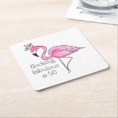 Pink Flamingo Crown Flocking Fabelhaft bei 50 Rechteckiger Pappuntersetzer (angewinkelt)