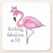 Pink Flamingo Crown Flocking Fabelhaft bei 50 Rechteckiger Pappuntersetzer (Vorderseite)