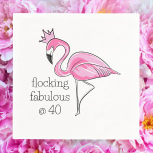 Pink Flamingo Crown Flocking Fabully bei 40 Serviette