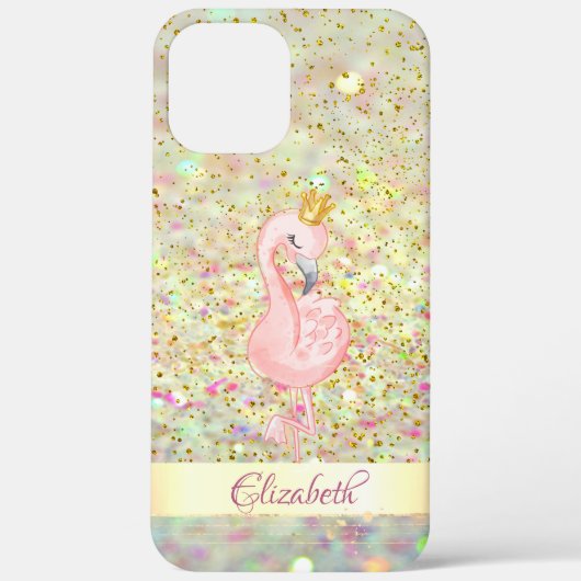 Pink Flamingo Crown Glitzer Bokeh Confetti Case-Mate iPhone Hülle (Rückseite)