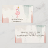 Pink Flamingo Crown, Wasserfarbe Pinselstrich Visitenkarte (Vorne/Hinten)