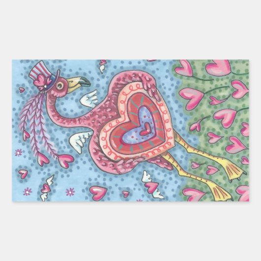 PINK FLAMINGO CUPID Valentine Heart STICKERS Sheet (Vorderseite)