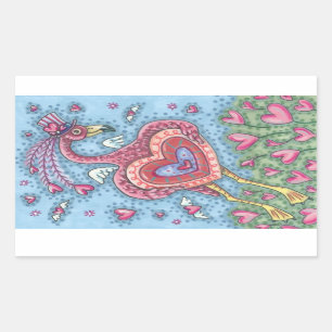 PINK FLAMINGO CUPID Valentins Herz STICKER Bogen