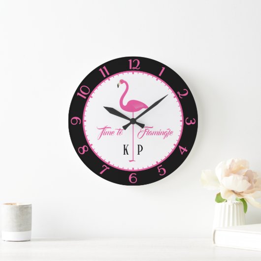 Pink Flamingo Custom Classic Wall Clock Große Wanduhr (Zuhause)