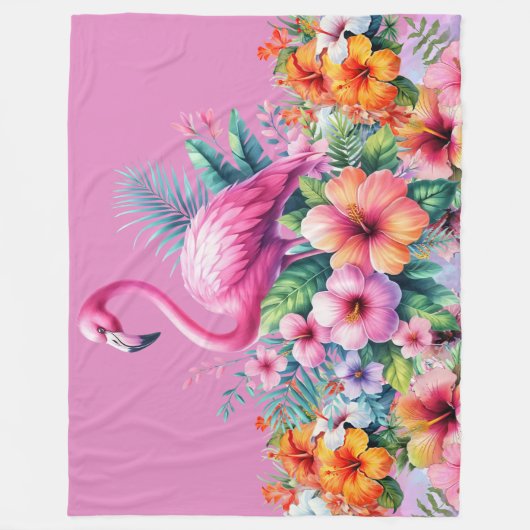 Pink Flamingo Custom Fleece Warm Cosy Blanket (Vorderseite)
