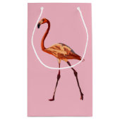 Pink Flamingo Custom Gift Bag - Kleine, glänzende Kleine Geschenktüte (Rückseite)