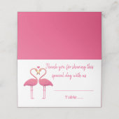 Pink Flamingo Danke für die Tropical Wedding Party Platzkarte (Außenseite Aufgefaltet)