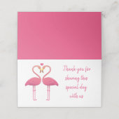 Pink Flamingo Danke für die Tropical Wedding Party Platzkarte (Außenseite Aufgefaltet)