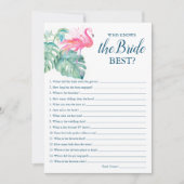 Pink Flamingo, der das beste Spiel der Braut kennt Einladung (Vorderseite)