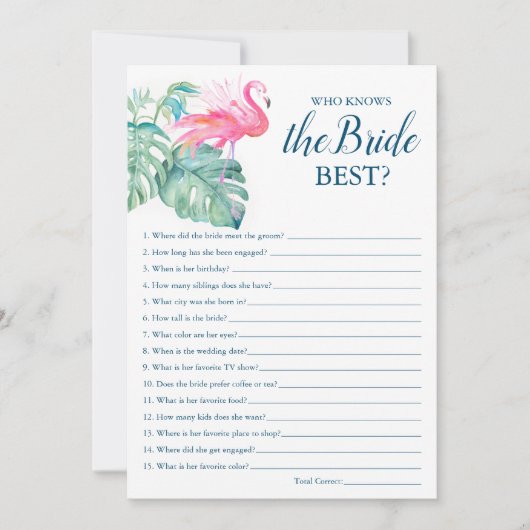 Pink Flamingo, der das beste Spiel der Braut kennt Einladung (Vorderseite)