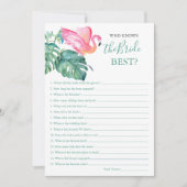 Pink Flamingo, der das beste Spiel der Braut kennt Einladung (Vorderseite)
