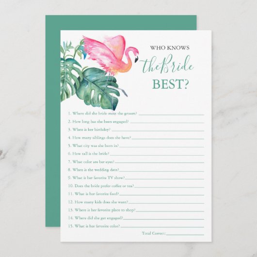 Pink Flamingo, der das beste Spiel der Braut kennt Einladung (Vorne/Hinten)