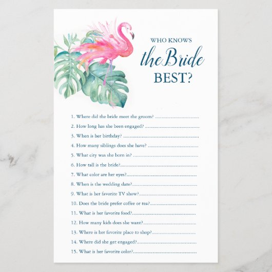 Pink Flamingo, der das beste Spiel der Braut kennt Flyer (Vorne)