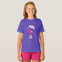 Pink Flamingo Design - Girls' Basic T - Shirt