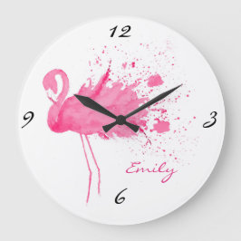 Pink Flamingo Design Große Wanduhr