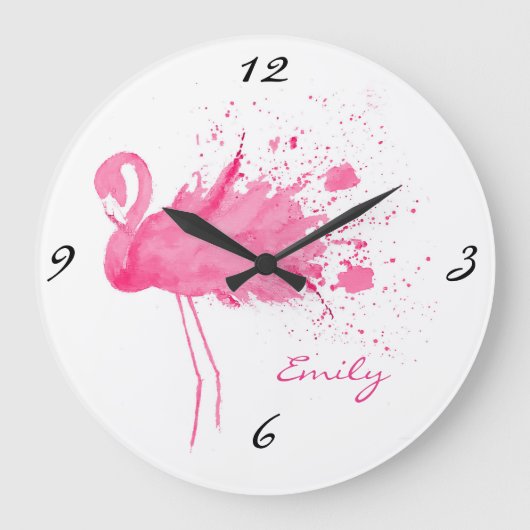 Pink Flamingo Design Große Wanduhr (Vorderseite)