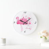 Pink Flamingo Design Große Wanduhr (Zuhause)