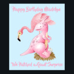 Pink Flamingo Dinosaur Funny Kindergeburtstag Part Poster<br><div class="desc">Pink Flamingo Dinosaurier Funny Kindergeburtstag Party Wand Art Poster Schild sagt Happy Birthday We Hatched a Riant Überraschung. Whimsical Flamingo und rosa Dinosaurier mit einem Nest aus rosa Eiern. Niedliches Hybrid-Party-Theme-Poster mit 100% individuellem Text,  um Ihre eigenen Geburtstagwünsche für Ihre kleine Person zu schaffen.</div>