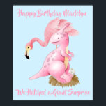 Pink Flamingo Dinosaur Funny Kindergeburtstag Part Poster<br><div class="desc">Pink Flamingo Dinosaurier Funny Kindergeburtstag Party Wand Art Poster Schild sagt Happy Birthday We Hatched a Riant Überraschung. Whimsical Flamingo und rosa Dinosaurier mit einem Nest aus rosa Eiern. Niedliches Hybrid-Party-Theme-Poster mit 100% individuellem Text,  um Ihre eigenen Geburtstagwünsche für Ihre kleine Person zu schaffen.</div>