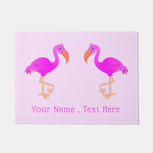 Pink Flamingo Doormat mit benutzerdefiniertem Text Fußmatte (Vorderseite)