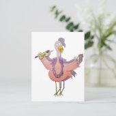 Pink Flamingo Drink Mardi Gras Wasserfarbe Pastell Postkarte (Stehend Vorderseite)