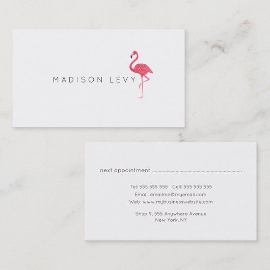 Pink Flamingo Einfache schicke Visitenkarten Terminkarte (Vorne/Hinten)