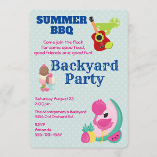 Pink Flamingo Eiscreme BBQ Party Einladung