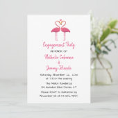 Pink Flamingo Engagement Party Tropischer Strand Einladung (Stehend Vorderseite)