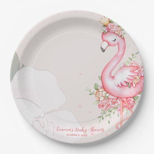 Pink Flamingo Es ist eine Girl Baby Dusche Runde Pappteller (Vorderseite)