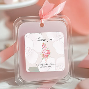 Pink Flamingo Es ist eine Girl Baby Dusche Vielen  Quadratischer Aufkleber