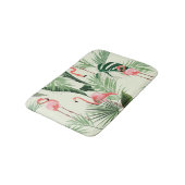 Pink Flamingo Exotic Blume Muster Badematte (Schrägansicht)