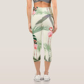 Pink Flamingo Exotic Blume Muster Capri Leggings (Rückseite)