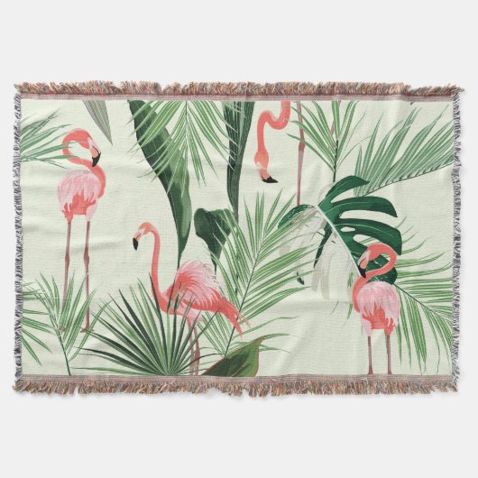 Pink Flamingo Exotic Blume Muster Decke (Vorderseite)