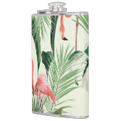 Pink Flamingo Exotic Blume Muster Flachmann (Links)