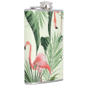 Pink Flamingo Exotic Blume Muster Flachmann (Rechts)