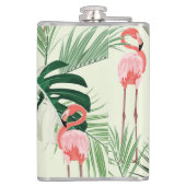 Pink Flamingo Exotic Blume Muster Flachmann (Rückseite)