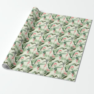 Pink Flamingo Exotic Blume Muster Geschenkpapier