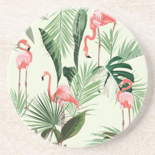 Pink Flamingo Exotic Blume Muster Getränkeuntersetzer
