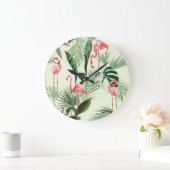 Pink Flamingo Exotic Blume Muster Große Wanduhr (Zuhause)