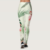 Pink Flamingo Exotic Blume Muster Leggings (Rückseite)