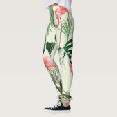 Pink Flamingo Exotic Blume Muster Leggings (Links)