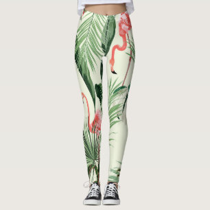 Pink Flamingo Exotic Blume Muster Leggings