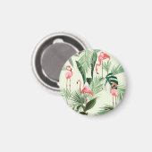 Pink Flamingo Exotic Blume Muster Magnet (Vorderseite/Rückseite)