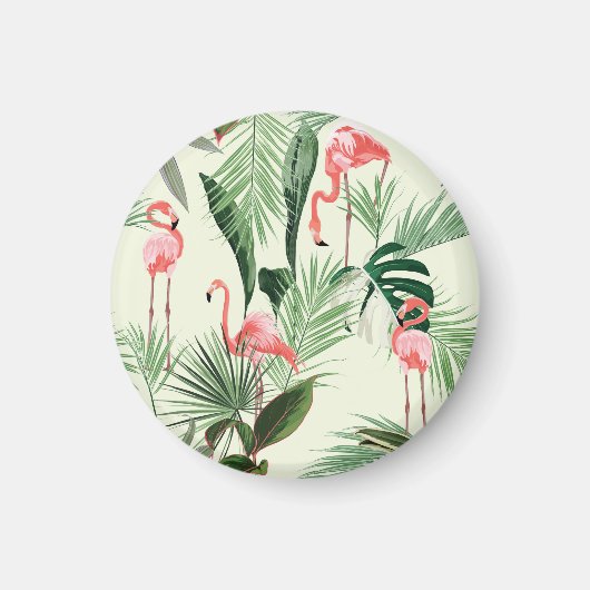 Pink Flamingo Exotic Blume Muster Magnet (Vorne)