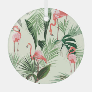 Pink Flamingo Exotic Blume Muster Ornament Aus Glas