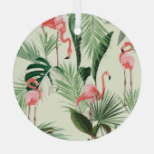 Pink Flamingo Exotic Blume Muster Ornament Aus Glas (Rückseite)
