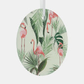 Pink Flamingo Exotic Blume Muster Ornament Aus Glas (Vorderseite Rechts)