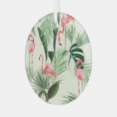 Pink Flamingo Exotic Blume Muster Ornament Aus Glas (Vorderseite links)