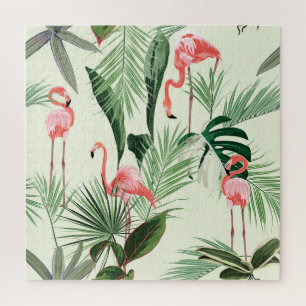 Pink Flamingo Exotic Blume Muster Puzzle